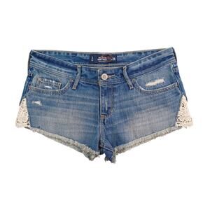 Hollister Low Rise Denim Short Shorts Size W26 Blue Booty Y2K Cutoff Shorty NWT